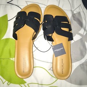 AEO black slide sandals